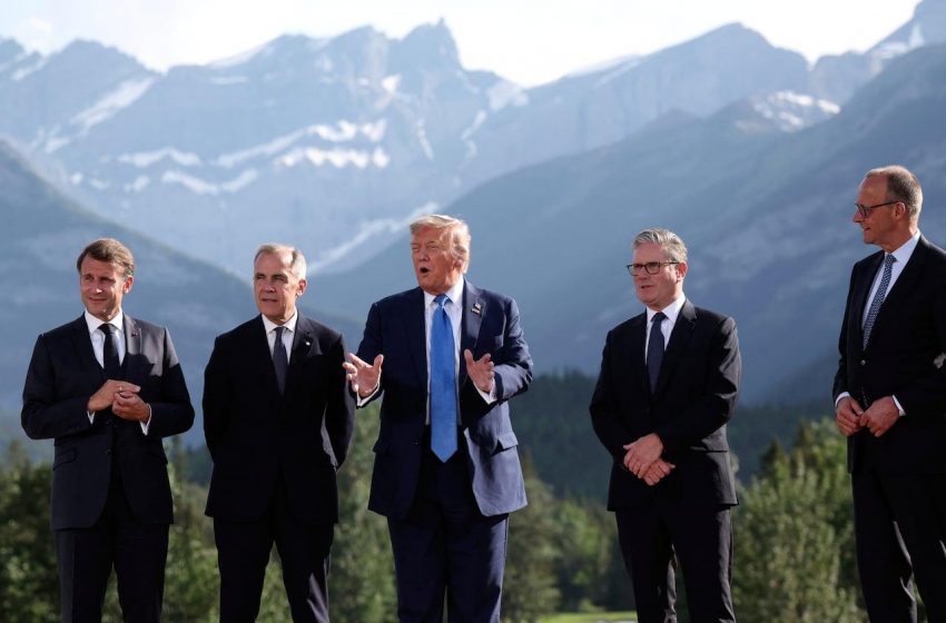 G7 avança enquanto Trump parte para crise no Oriente Médio.