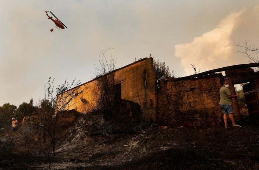  Furacões de fogo e calor extremo dificultam trabalho no norte da Espanha.